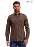 M Hunting Shirt in Olive Green Fabric, Front View - HUNTING SHIRTS-1310-116