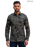 M Green Camouflage Cotton Hunting Shirt-1310-127 with Four Front Pockets for Outdoor Activities