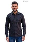 M Hunting Shirts in dark gray fabric with a front view showcasing button details and pockets