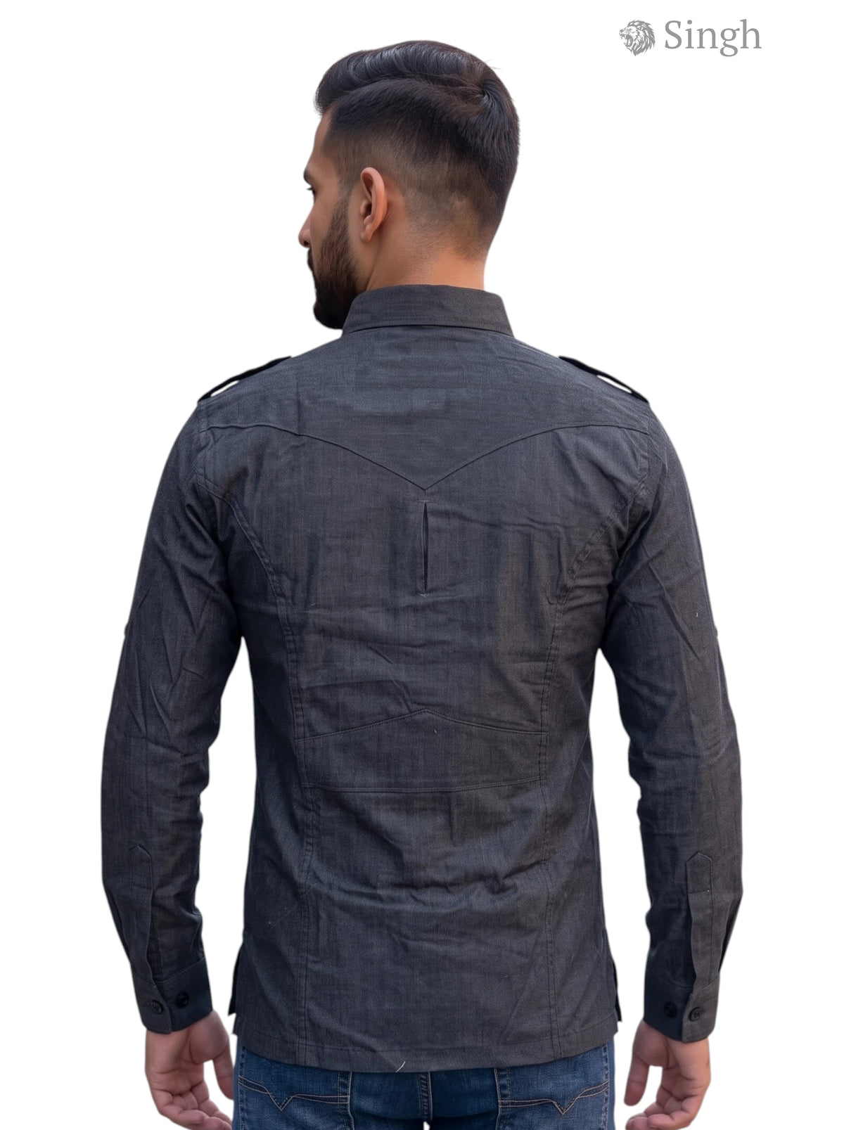 M Hunting Shirts in Black, Durable Fabric, Back View - HUNTING SHIRTS-1310-148