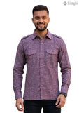 M Hunting Shirt in Purple Fabric with Front Pockets and Button Closure HUNTING SHIRTS-1310-169