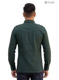 M Hunting Shirt in Olive Green Cotton with Back View for Outdoor Activities HUNTING SHIRTS-1310-175