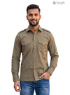 M Hunting Shirts in Olive Green Cotton with Front Pockets, HUNTING SHIRTS-1310-198