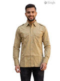 M Khaki Hunting Shirt made of durable fabric, showcasing a front view with pockets, HUNTING SHIRTS-1310-200