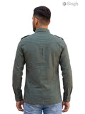 M Hunting Shirt in Olive Green with Durable Fabric, Back View - HUNTING SHIRTS-1310-213