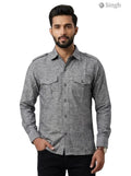 M Hunting Shirts in grey fabric, featuring a button-down design and chest pockets