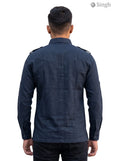 M Hunting Shirt in navy blue fabric, back view, HUNTING SHIRTS-1310-242