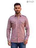M Hunting Shirt in Red Cotton shown from the front, featuring pockets and a stylish design, HUNTING SHIRTS-1310-250