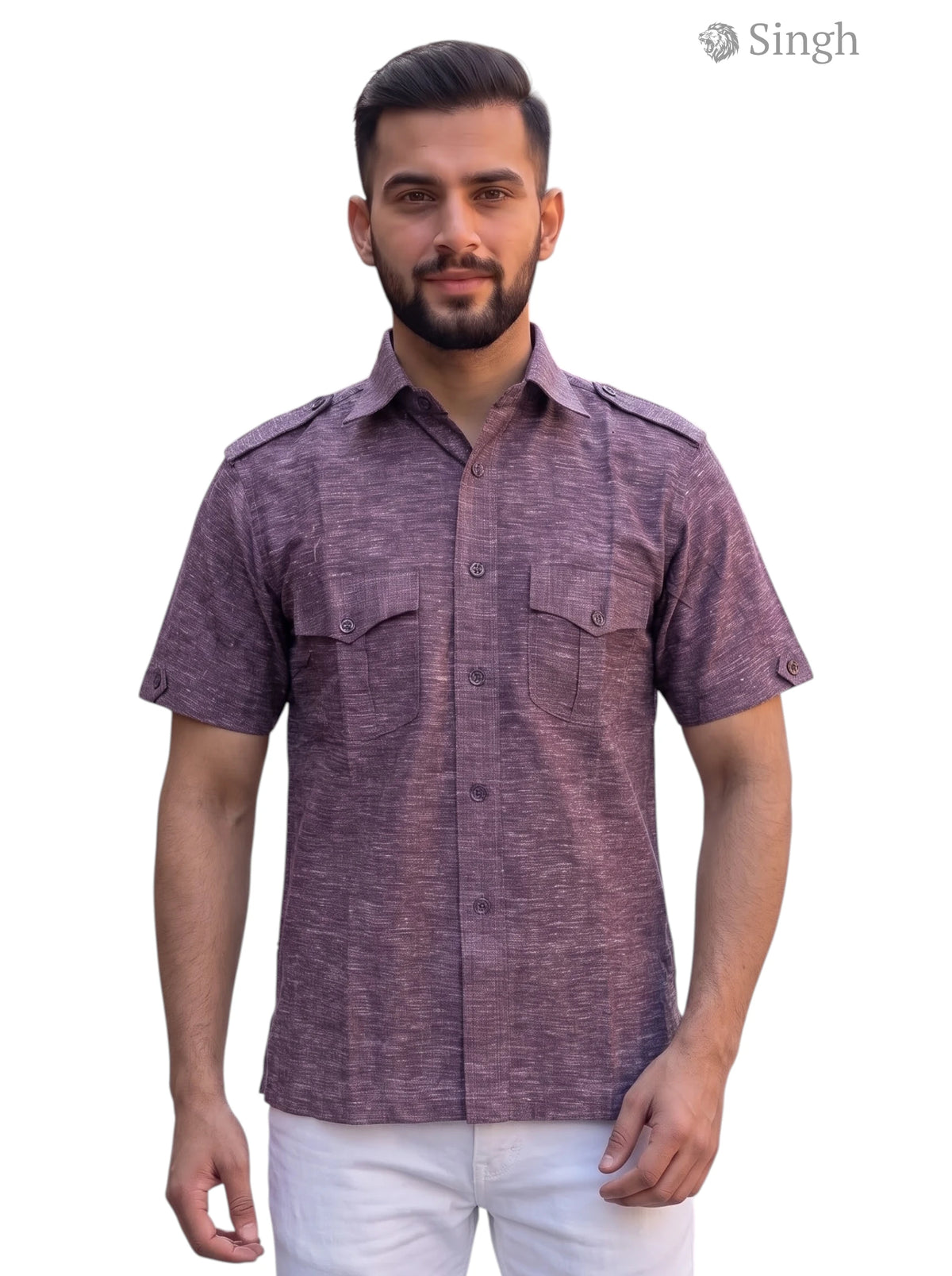 M Hunting Shirt in maroon color, breathable fabric, front view, featuring HUNTING SHIRTS-1310-41