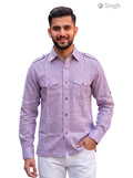M Hunting Shirts in light purple fabric, front view with button-up design and pocket detail, HUNTING SHIRTS-1310-42