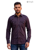 Men's Dark Purple Cotton Hunting Shirts-1310-61 with buttoned pockets and stylish design