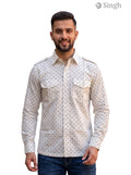 M Beige Cotton Hunting Shirt-1310-85 with button pockets for outdoor use