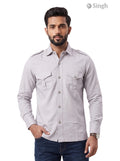 M Hunting Shirts in light gray cotton fabric, front view showcasing button details, HUNTING SHIRTS-1310-91