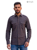 M Hunting Shirts in Brown Fabric, Front Angle View featuring HUNTING SHIRTS-1310-108