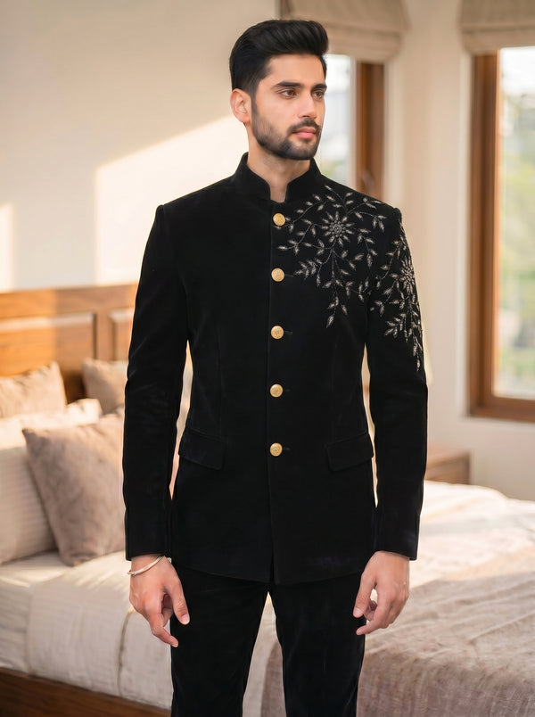 Modern Marwar Imperial Black Jodhpuri Suit