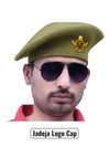 Default green beret cap in wool angle featuring Jadeja Logo & Beret Cap By Singh Brand