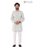 Mens kurta in light green cotton fabric, front view, featuring style JK FULL-10-102-3