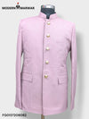 Stylish Modern Marwar M Jodhpuri Suit in Soft Pink, featuring a classic design and gold buttons, ideal for formal events