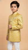 Elegant yellow K Judhpuri suit for kids, perfect as a kids achkan for wedding events