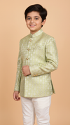 K JUDHPURI SUIT-999 in light green for boys, ideal kids achkan for wedding celebrations