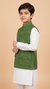 K Nahru Jacket for kids in green with pockets; perfect for Chotte Banna, available online as kids gun pocket koti online Chotte Banna