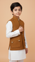 Kids gun pocket koti online Chotte Banna in mustard color for stylish boys' ethnic wear