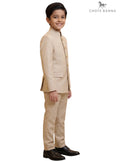 Beige Jodhpuri Suit for Kids in Cotton Fabric, Side View - KIDS JODHPURI SUIT-23-5003-2