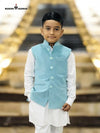 Stylish kids velvet koti in light blue for boys, perfect for festive occasions and celebrations