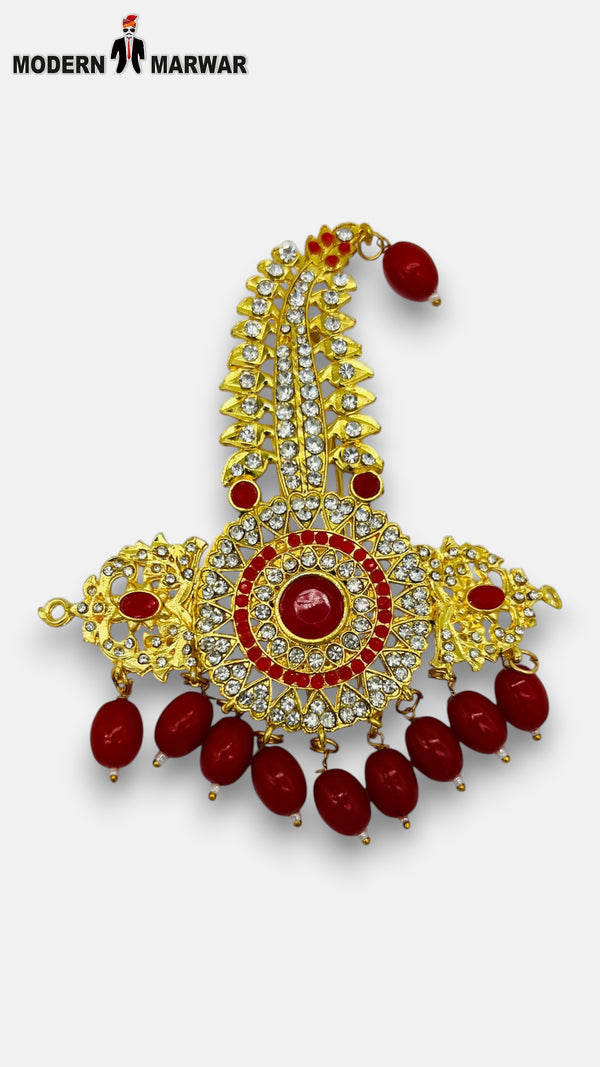 M HAND USE golden jewelry with red beads and stones, featuring KILNGI-3101-36 design