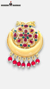 M HAND USE gold-plated enamel brooch with colorful stones and beads KILNGI-5004-DANTH