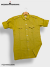 Modern Marwar Linen men's shirt in mustard yellow with button closures and chest pockets