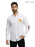 M Shirt in white cotton with stylish logo, LOGO SHIRT S-25-5042-KARNI