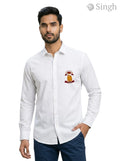 M Shirt in white cotton, front view featuring LOGO SHIRT S-25-5042-PADIHAR by SINGH