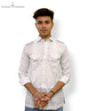 Men's printed shirt by Modern Marwar featuring a stylish pattern and classic collar design