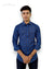 Singh men's blue checked casual shirt modeled by a man with rolled-up sleeves