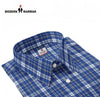 Modern Marwar men's blue checkered shirt featuring a classic collar and soft fabric
