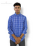 Men's blue checkered shirt by Modern Marwar with a classic fit and button-down collar