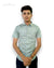 Singh men's casual printed shirt in light green with short sleeves worn by a young male model