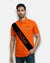 Men's Charan Lobo T-Shirts in vibrant orange cotton with stylish black sash design