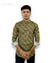 SINGH men's designer printed kurta in green and gold with full sleeves and mandarin collar