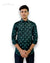 Men's designer shirt from Modern Marwar in green with intricate patterns, perfect for casual occasions