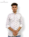Modern Marwar men's floral shirt with stylish design and buttoned chest pockets for a casual look