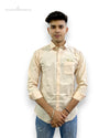 Modern Marwar men's formal shirt in light peach with a classic collar and buttoned pocket