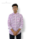 Modern Marwar men's formal shirt in floral pattern, featuring a button-down design and long sleeves