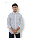 Modern Marwar men's formal shirt in light gray with button-down collar and chest pocket
