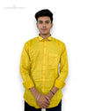 Modern Marwar men's formal shirt in vibrant yellow with buttoned front and one chest pocket