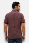 M Hunting Shirt in Maroon Striped Fabric, Back View; perfect for MEN'S HUNTING SHIRTS.