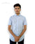 Men's light blue casual shirt by SINGH with short sleeves and button-down front