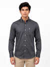 Men's gray cotton long-sleeve shirt from SINGH featuring a buttoned pocket, mens plain shirt