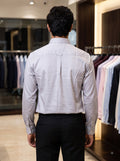 Men's plain shirt in light gray cotton, back view showcasing a tailored fit